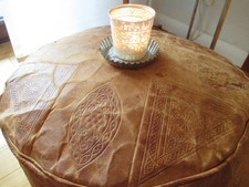 Vintage Leder Pouf Ornamente
