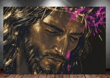 LEINWAND BILD ER XXL ABSTRAKT JESUS CHRISTUS GESICHT GOLD BUNT WAND POSTER P1867