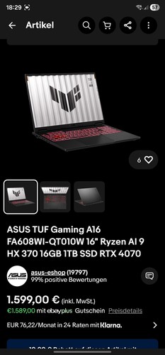 Gaming laptop asus tuf a16 - gaming,