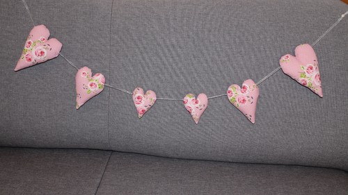Girlande mit stoffherzen - mit,