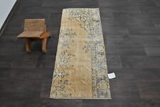 Vintage Türkischer Läufer Teppich 2x5ft Wolle Anatolisch Handarbeit Flur Oushak ORANGE