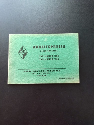 Arbeitspreise typ hansa 1100 - typ,