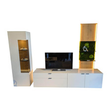 Gwinner Wohnwand Linera Lack Seidenmatt Weiß Akzente Wildeiche Natur Mit 