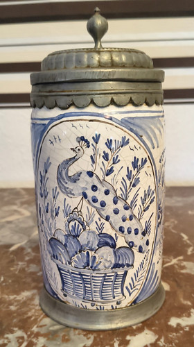 Walzenkrug pfauenmotiv - walzenkrug, "pfauenmotiv"