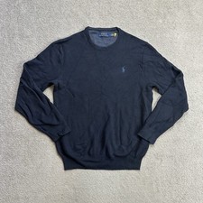 POLO RALPH LAUREN Herren Pullover Gr M Sweater Strickpullover Logo 21418 Blau