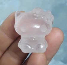 Natürlicher Rosenquarz Hello Kitty Figur
