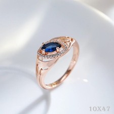 Damen Ring Dunkelblaue Natürlichem Zirkon 585RG Rosé Gold, Klassisches Design