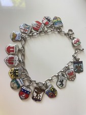 Wappenarmband/Bettelarmband 15 Anhänger 800/835 Silber. Antik/Vintage.