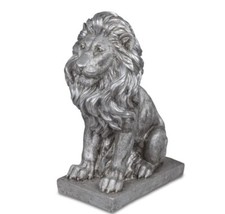 770912 Löwe auf Sockel sitzend 53cm handgefertigte Deko-Figur aus Kunststein