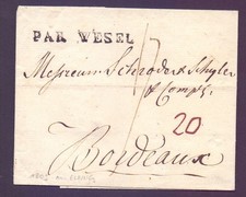 Vorphila Faltbrief 1803 aus ELBING nach Bordeaux mit Stempel PAR WESEL (412)