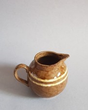 Milchkännchen - Keramik - braun mit Streifen - Rheinsberg - DDR - 60er Jahre