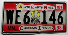 USA Nummernschild aus Minnesota "WHITE EARTH BAND CHIPPEWA INDIANS" Grafik 1998.