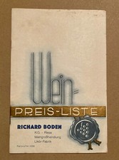 Wein-Preis-Liste Richard Boden Riesa Likörfabrik (um 1940)