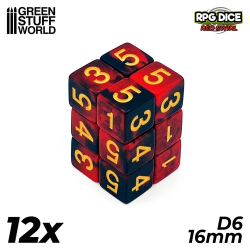 12x 16mm spielwürfel - 16mm, rot