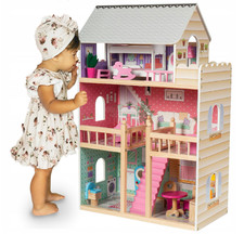 Puppenhaus, Holz, Möbel, LED, Terrasse, 3 Etagen