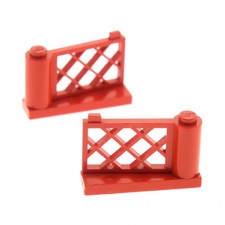 2x Lego Zaun 1x4x2 rot Gitter Gartenzaun Garten Tor Gatter 346 345 3186 3187