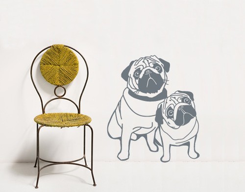 Wandtattoo möpse mops hund - mops,