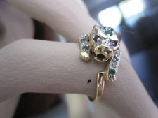 Panther-Ring mit Smaragden und Rubinen, 585 bicolor