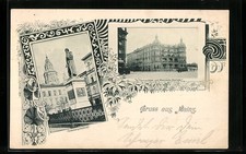 Passepartout-AK Mainz, Taunus-Hotel und Gasthaus Rheinische Bierhalle, Gutenber 