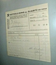 Alte Rechnung Anschreiben Heinig KG Baustoffe Glaubitz 1958 ?