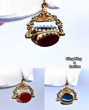 Ausgefallen - drehbar ? Onyx , ❤️ Carneol  ? Achat - 375 Gold Anhänger Punzen