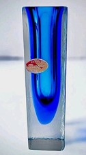 Vintage Murano Sommerso Glas-Blockvase – Tiefblau, 60er Jahre