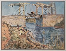 Fotodruck, Leinwand - Brücke von Langlois mit Wäscherinnen (80x60 cm), Van Gogh