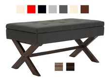 Sitzbank Namaro Stoff Polsterbank mit Stauraum gesteppte Truhenbank