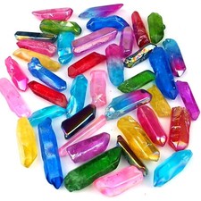 Aqua Aura Bergkristall – Spitzen in 10 Farben & bunt Länge je ca. 30 – 60 p