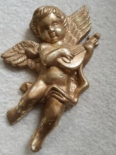 Engel /Putte musizierend goldfarben Blattvergoldet zum Hängen