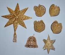 7 Teile Eckartina Christbaumschmuck 4x Herz 1x Glocke 1x Christbaumspitze Stern