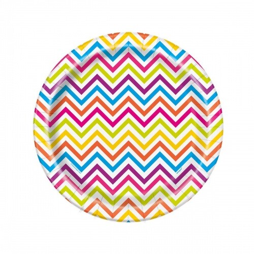Pappteller chevron bunt ø - pappteller, bunt,
