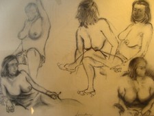 Alte Erotik Kohlezeichnung