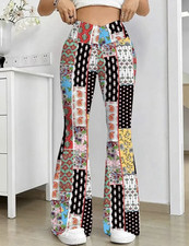 Schlaghose Schlupfhose Hose elastisch bunt Patchwork-Design Gr.: M