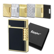 Design Feuerzeug MILAN | Stand Flamme | Reibrad | Gold Schwarz Chrom Geschenkbox