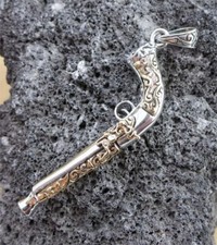 Anhänger Steinschloss Pistole Unisex in 925 Silber teilvergoldet