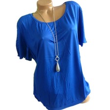 Sheego Tunika Bluse Shirt Kurzarm Blau Royal Blau Ton (000) NEU