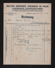 STEINACH, Rechnung 1924, Walter Greiner Schiefer-Griffel-Tafeln Märbel