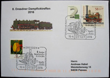 Bund BRD Mi 3027 Brief SST Dresden Dresdner Dampfloktreffen 2016 Dampflok EB