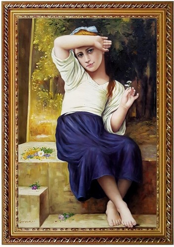 ölbild mädchen marguerite - mädchen,