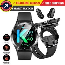 2 in 1 TWS Smartwatch Damen Herren Wasserdichte Armbanduhr mit Pulsmesser Uhr