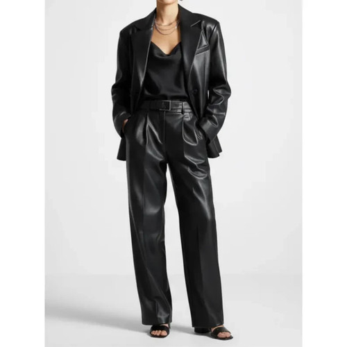 Schwarz echtleder hose anzug - hose,
