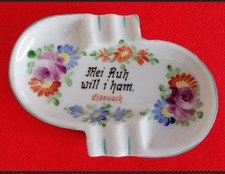 alter Aschenbecher Porzellan DDR handgemalt EISENACH * Radebeul 50er Jahre