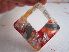 Extravaganter Designer Anhänger m. Blattsilber in Epoxidharz Art.19