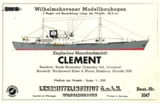 Wilhelmshavener Modellbaubogen 1047 Lehrmittelinstitut Frachter MS Clement 1:250