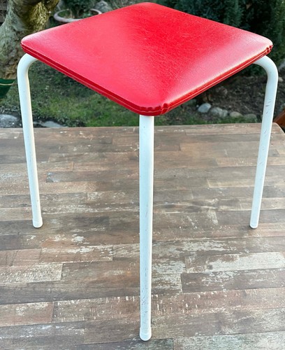 Hocker rot kunstleder vintage - hocker,