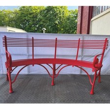 Casa Padrino Jugendstil Gartenbank Rot 200 cm - Barock & Jugendstil Garten Möbel