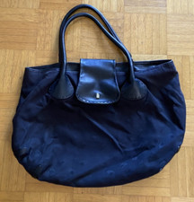 Roeckl Shopper Tasche, Farbe Schwarz aus Canvas und Leder, untere Form oval
