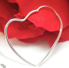 66. sehr große Einzel Creole Herz Ohrring Ohrschmuck Ø 4,7cm 925 Sterling Silber