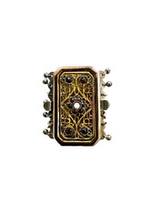 835 Silber Florschnalle für Kropfketten teilvergoldet mit Granat punziert